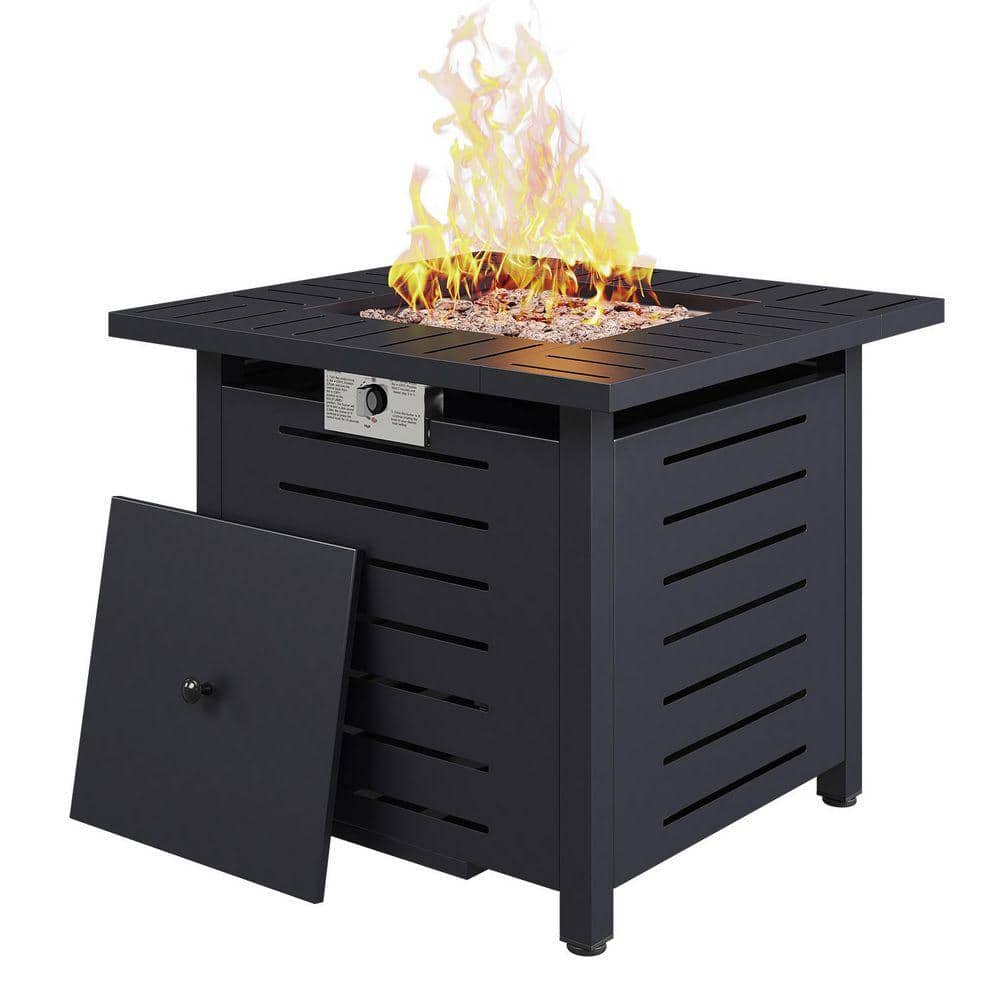 40 in. Black Outdoor Metal Rectangular Metal Outdoor Fire Pit