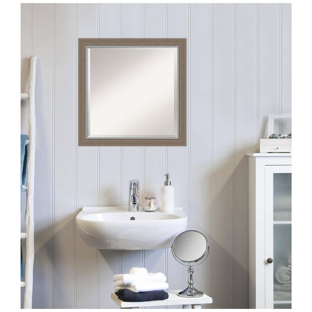 Eva Brown and Silver Rectangular Bathroom Vanity Mirror