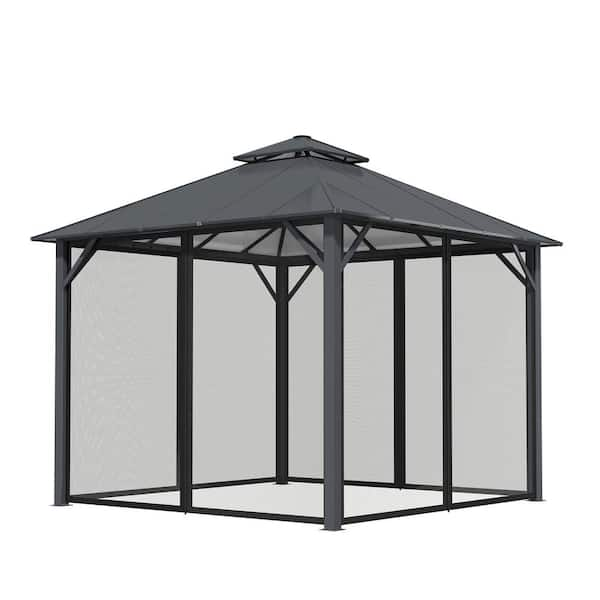 Mondawe 10 ft. x 10 ft. Outdoor Steel Frame Patio Gazebo Canopy Tent ...