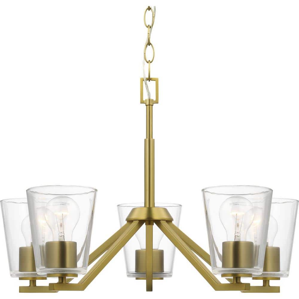 Vertex Brushed Gold and Nickel Five Light Chandelier