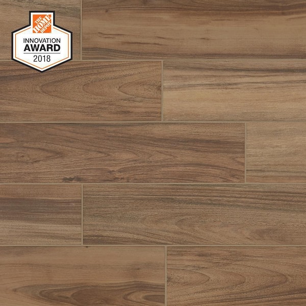 Lifeproof Toffee Wood 6 in. x 24 in. Glazed Porcelain Floor and Wall Tile (0.97 sq. ft. / piece)