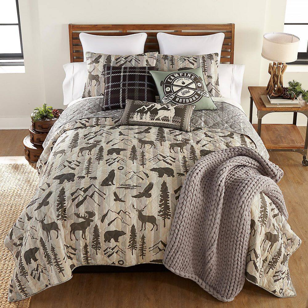 Forest Weave Beige Microfiber King Quilt Set (3-Piece) price history on PriceWatchPro