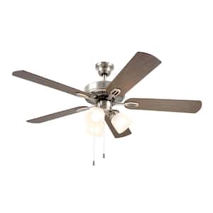 Calstleton 52 in. Indoor LED Brushed Nickel Ceiling Fan with Light Kit Down Rod, Reversible Blades and Reversible Motor