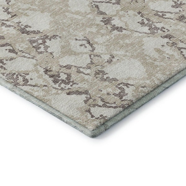 Mayfield Premium Machine Washable Abstract AMF969 Ivory 2 ft. 6 in. x 3 ft. 10 in. Area Rug