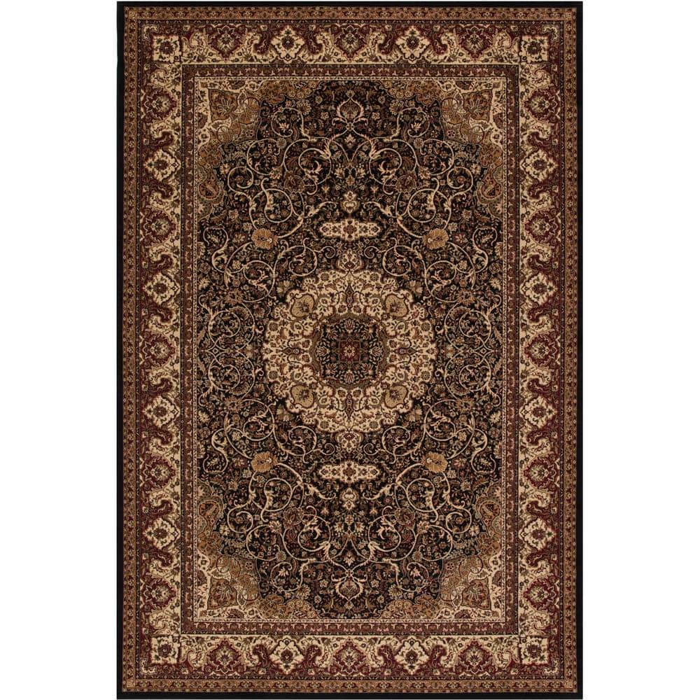 Black Medium Pile Stain-Resistant Polypropylene Area Rug