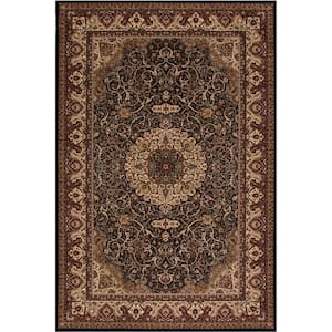 Persian Classic Isfahan Black Rectangle Indoor 9 ft. 3 in. x 12 ft. 10 in. Area Rug