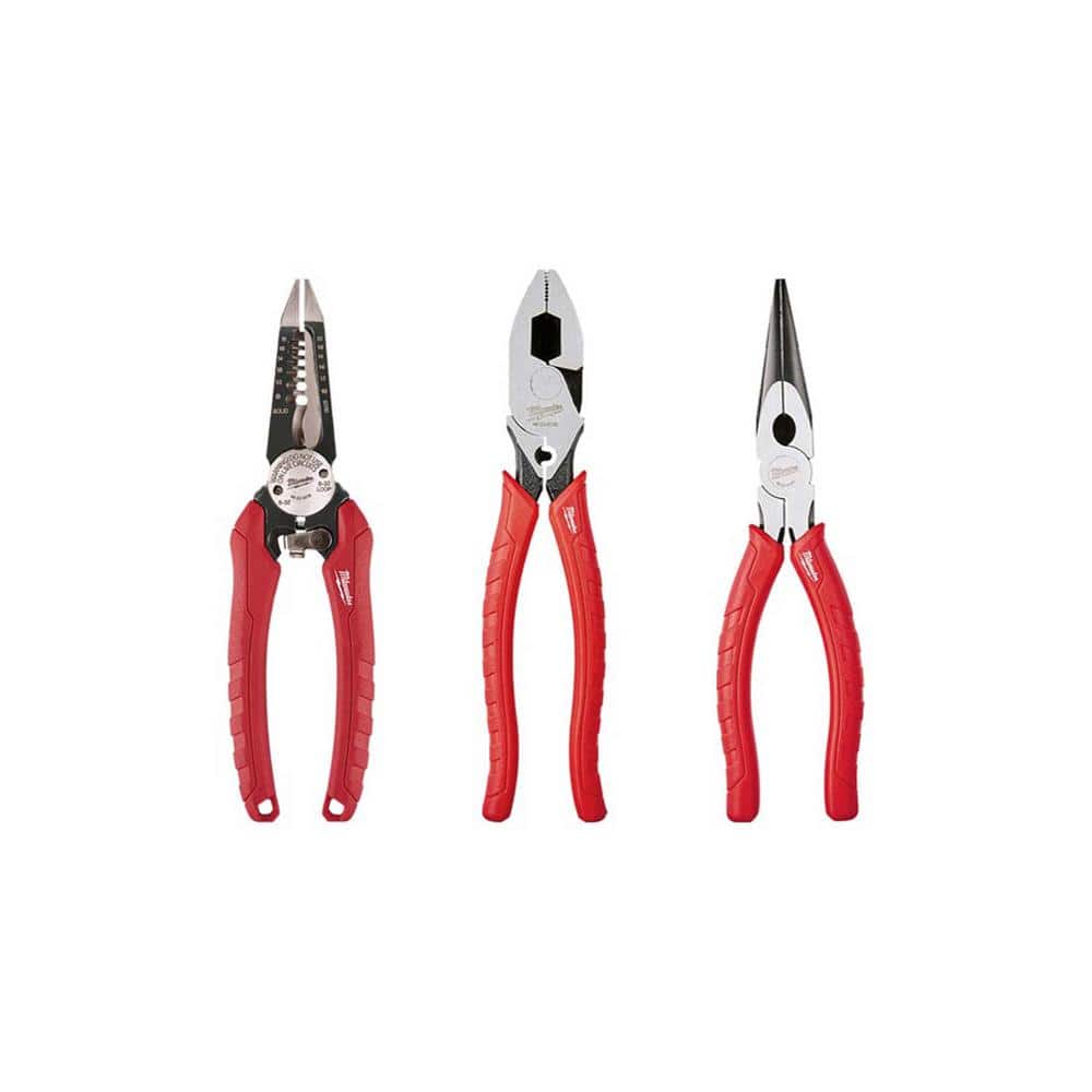 Milwaukee Electrician Pliers Set Reaming Head Wire Stripper Hand Tools 3 Piece