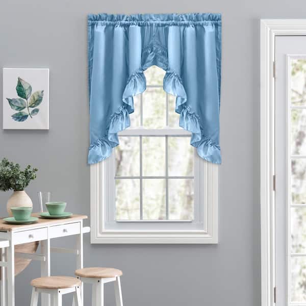 Ellis Curtain Stacey 38 in. L Polyester/Cotton Swag Valance Pair in Slate