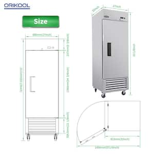 27 in. 23 cu. ft. Auto / Cycle Defrost Commercial Refrigerator in Stainless Steel, 33°F to 40°F