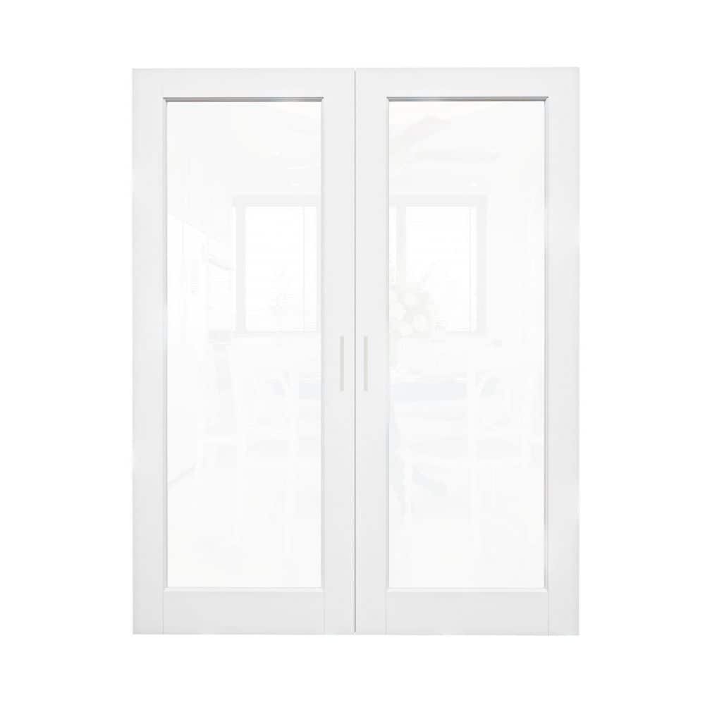 60 in. x 80 in. 1-Lite Clear Glass White Solid Core Wood French Door Without Jamb Interior Door Slab with Ball Catch price history on PriceWatchPro