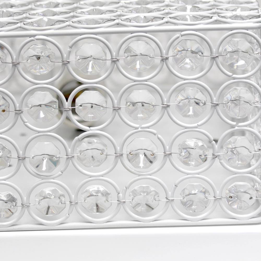 White Crystal Rectangle Close-To-Ceiling Light Fixture
