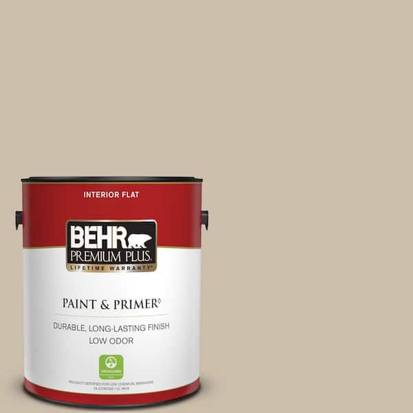 BEHR PREMIUM PLUS 1 gal. Home Decorators Collection #HDC-AC-10 Bungalow Beige Flat Low Odor Interior Paint & Primer