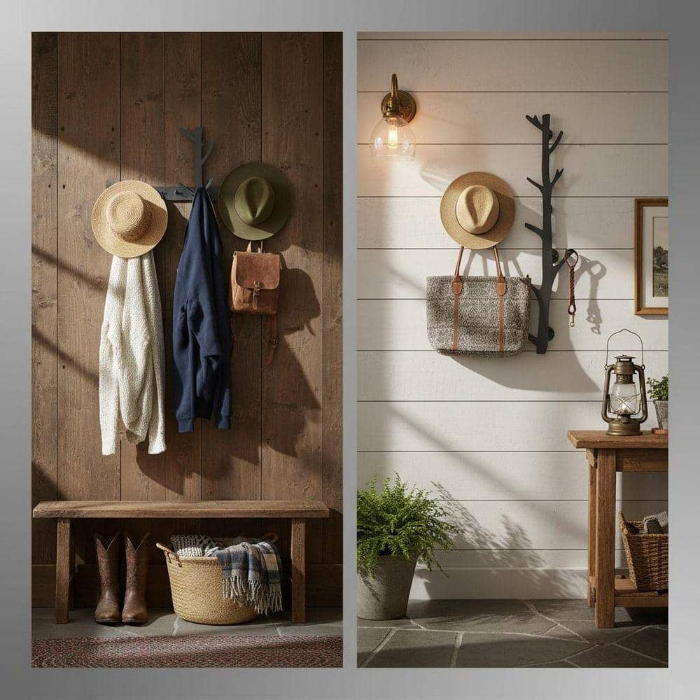 Black Tree Coat Rack Wall Mount with 8 Vertical Hooks LINBQ425
