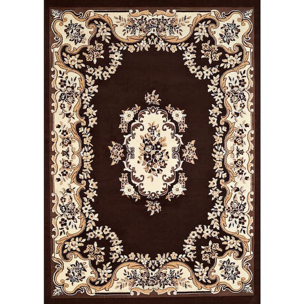United Weavers Cafe Classic Aubusson Dark Brown 8 ft. x 11 ft. Oversize Rug