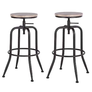 30.3 in. Natural Backless Metal Counter Height Bar Chair with Wood Seat Set of 2