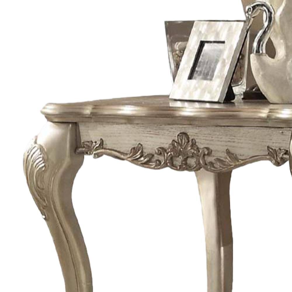 28" Gold Patina Wood Veneer Rectangular End Table