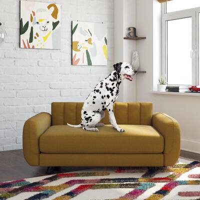 Brittany Large Mustard Yellow Linen Pet Bed