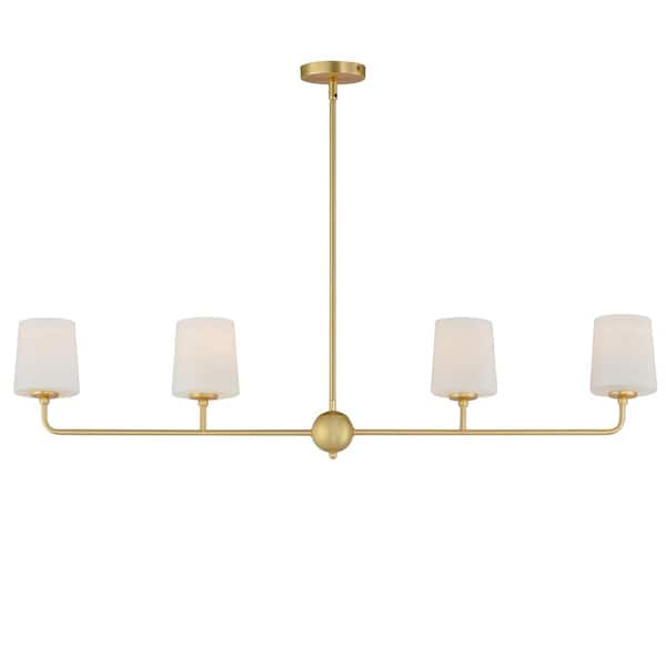 Maxim Lighting Bristol 4-Light Satin Brass Linear Chandelier Pendant Light
