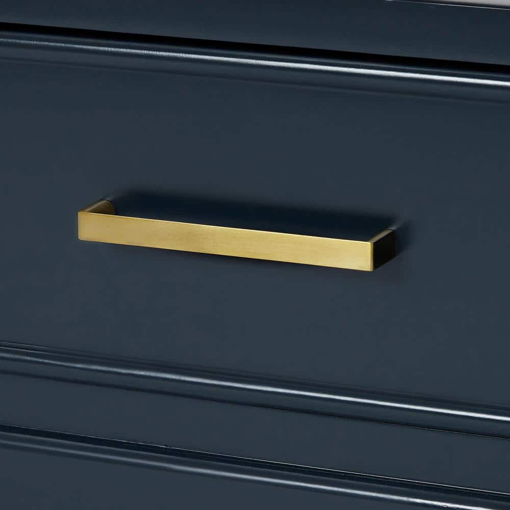 Midnight Blue Double Freestanding Vanity Cabinet with Brass Hardware