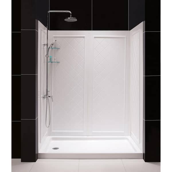 Infinity-Z 60 in. L x 30 in. W x 77 in. H Alcove Shower Door Kit with Shower Wall and Left Pan in Oil Rubbed Bronze