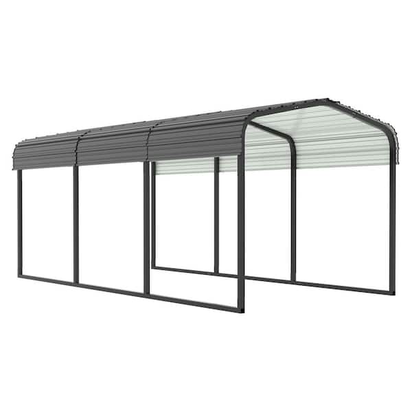 10 ft. W x 15 ft. D Metal Carport Steel Car Canopy and Shelter, Gray