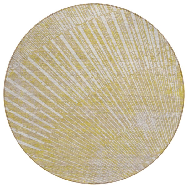 Addison Rugs Chantille ACN542 Wheat 8 ft. x 8 ft. Round Machine Washable Indoor/Outdoor Geometric Area Rug