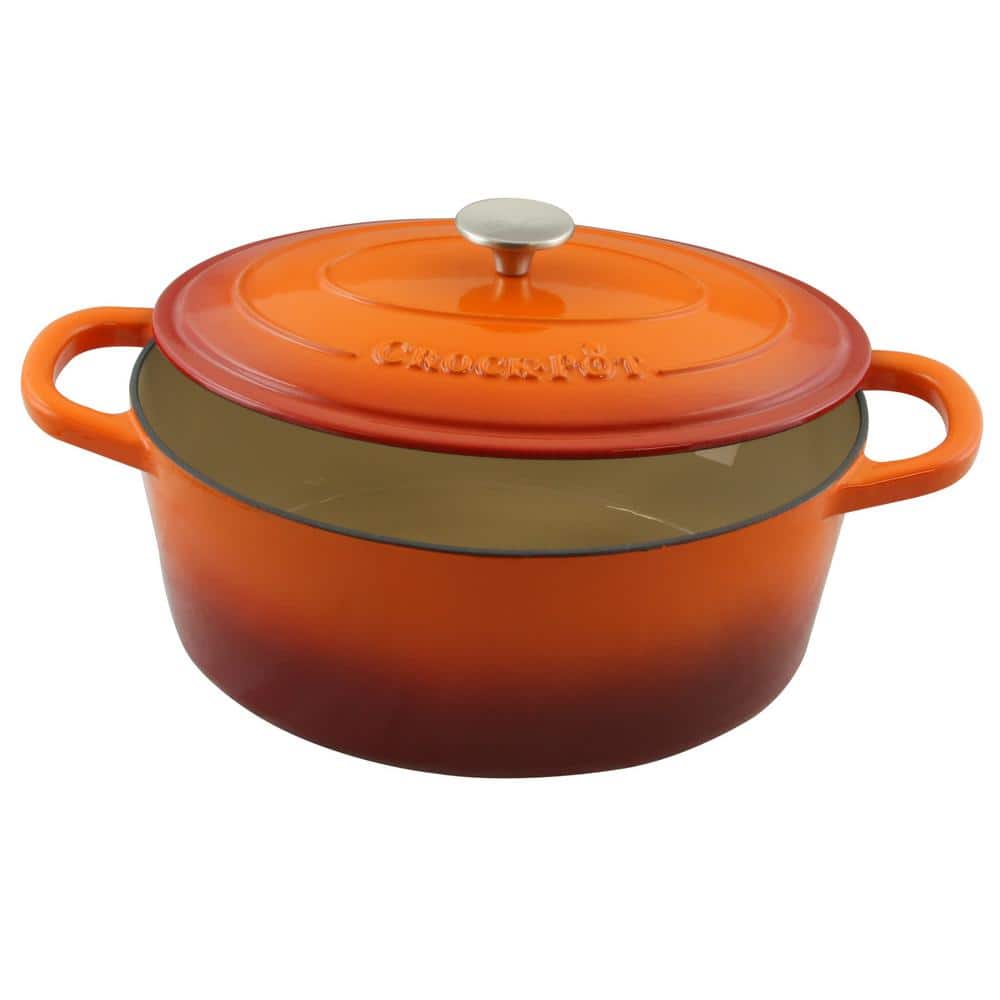 Sunset Orange Enameled Cast Iron Dutch Oven, 7-Quart