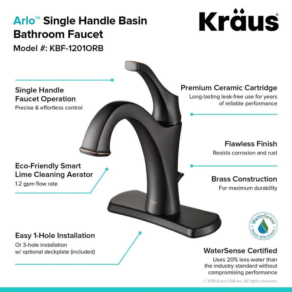 Arlo Oil Rubbed Bronze Single Handle Bathroom Faucet