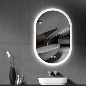 24 in. W x 36 in. H Oval Frameless LED Wall-Mounted Bathroom Vanity Mirror with Anti-Fog in Silver