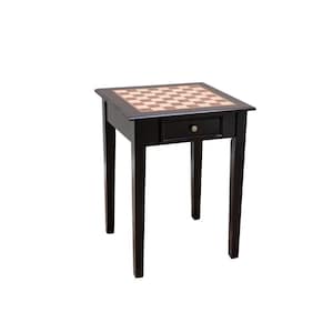 22 in. Chess End Table with 2 Drawers in Mahogany Wood