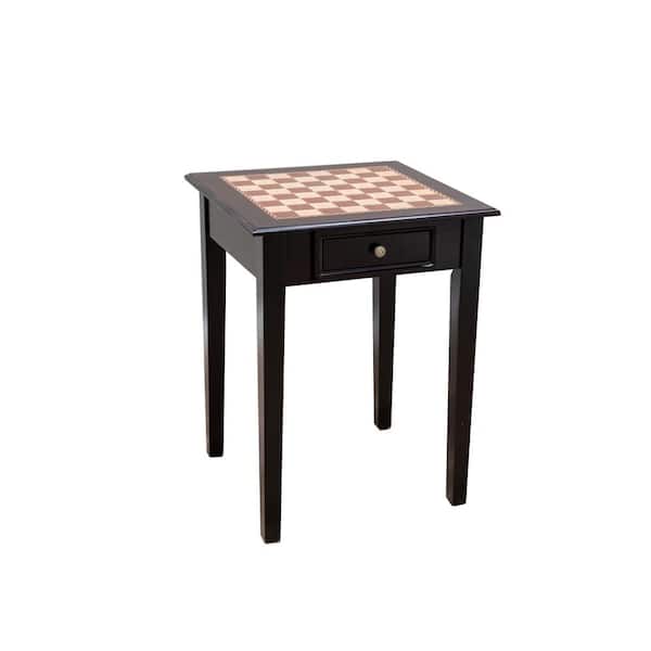 Homecraft Furniture 22 in. Chess End Table with 2 Drawers in Mahogany Wood