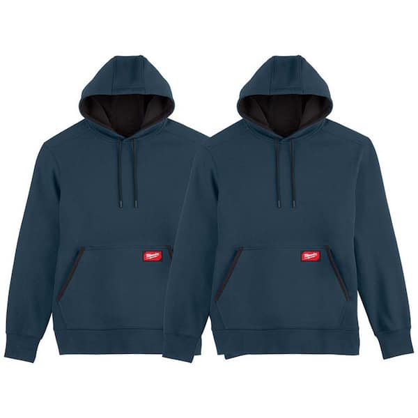 Men's X-Large Blue Midweight Cotton/Polyester Long-Sleeve Pullover Hoodie (2-Pack)
