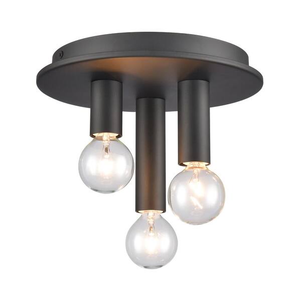 Titan Lighting Pico 8 in. W 3-Light Matte Black Flush Mount with No Shades