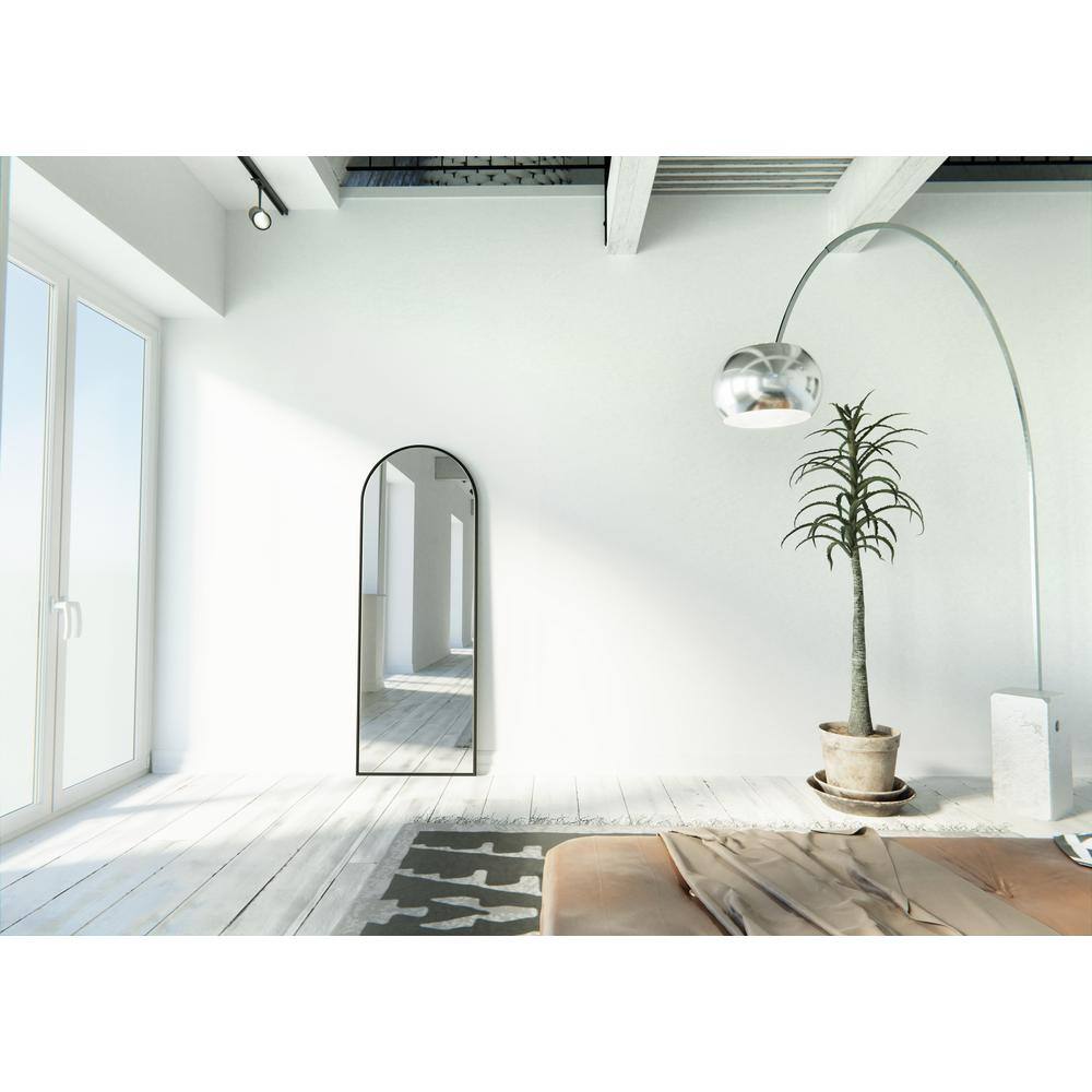 Kira 67" Black Metal Framed Full Length Arch Mirror