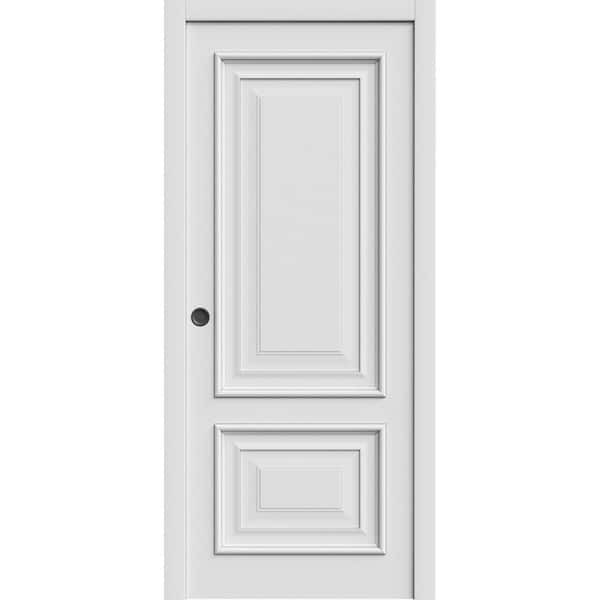 Assembly Required 7822 18 in. x 84 in. Reversible White Enamel Color Solid Core Wood Sliding Door Kit w/Separate Jamb