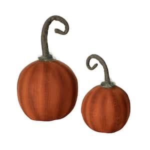 Harvest Curlicue Stem Pumpkins Set of 2, Orange