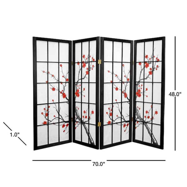 4 ft. Black 4-Panel Room Divider