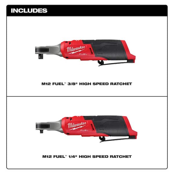 M12 FUEL 12V Lithium-Ion Brushless Cordless High Speed 3/8 in. Ratchet with Brushless High Speed 1/4 in. Ratchet