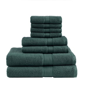 800GSM 8-Piece Dark Green 100% Cotton Towel Set