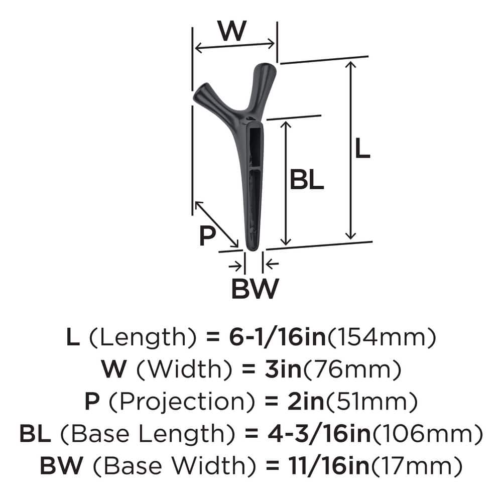 Matte Black Double Prong Decorative Wall Hook