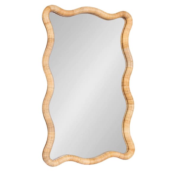 Rahfy Natural 24 in. W x 36 in. H Modern Rectangle Wooden Framed Mirror