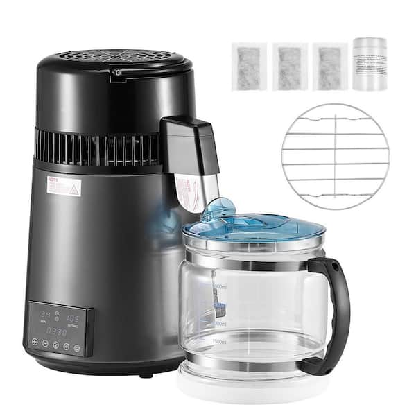 4L/1.1 gal. Water Distiller, 750-Watt Countertop Purifier with Glass Pot, Home Use Electric Kettles, Stainless Steel