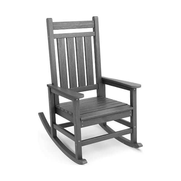 ITOPFOX Gray Plastic Outdoor Rocking Chair