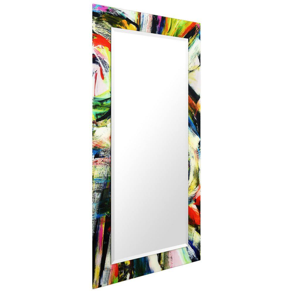 Vibrant Multicolor Rectangular Beveled Wall Mirror with Tempered Glass