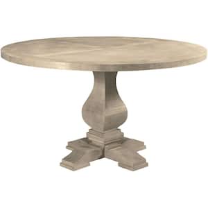 Cimarron 54-In. Mango Wood Round Pedestal Dining Table with Washed Wood Rustic Finish