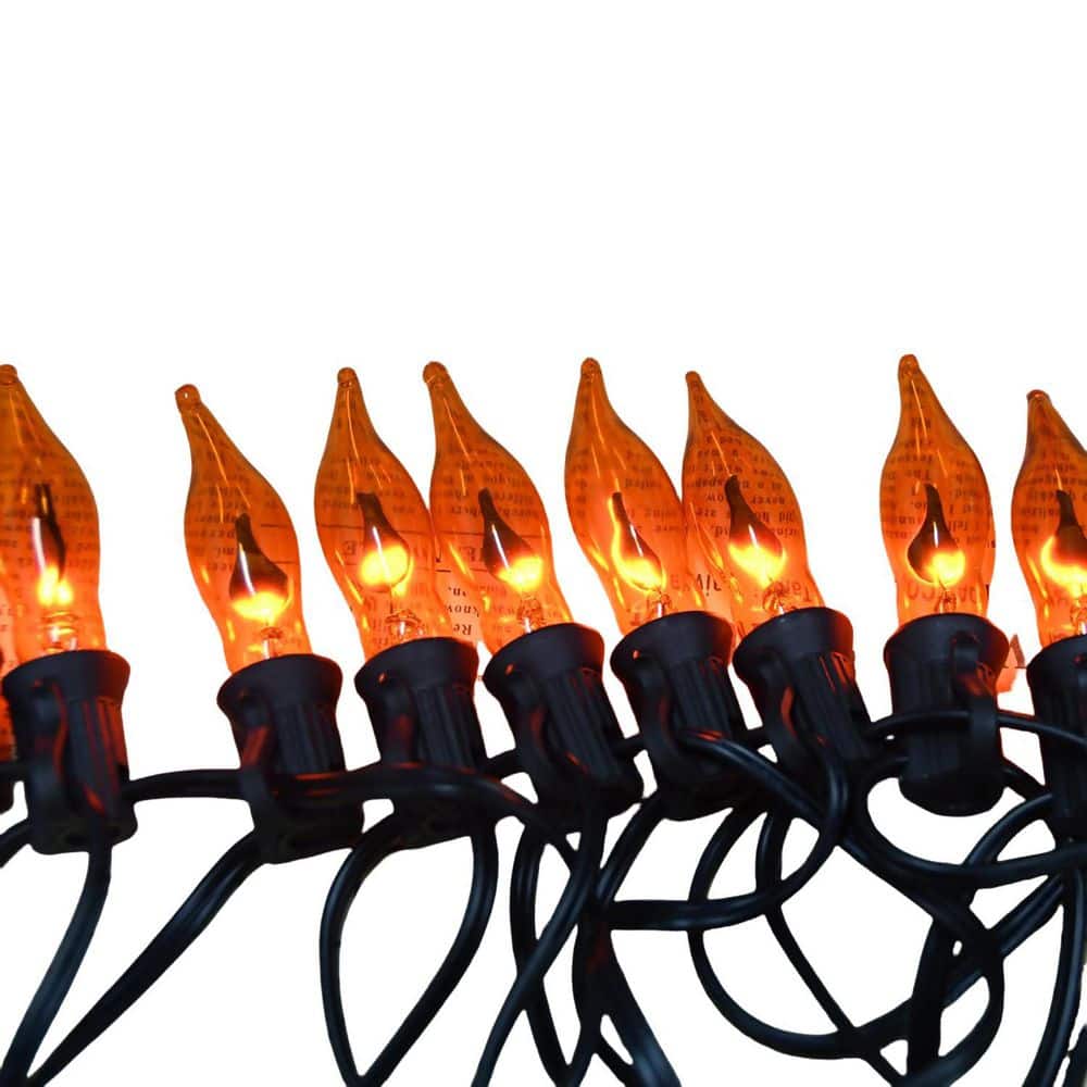 OGETFUUR 27.8 ft. Orange Fall Decor Flickering Flame Halloween