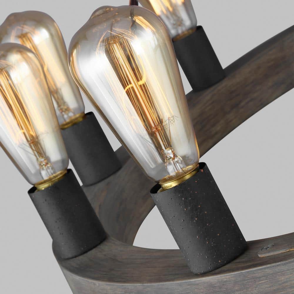 Avenir 12-Light Weathered Oak and Forged Iron Chandelier