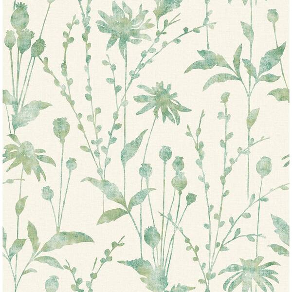 Brewster Aerides Green Meadow Green Wallpaper Sample