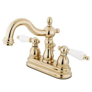 Heritage 4 in. Centerset 2-Handle Bathroom Faucet with Brass Pop-Up in Polished Brass