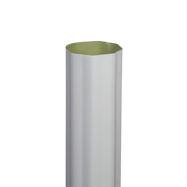 4 in. x 10 ft. White Aluminum Corrugated Round Downspout
